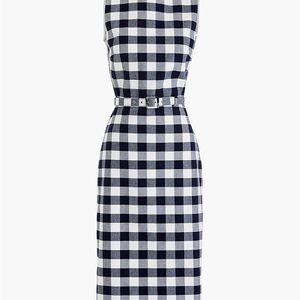 JCrew Belted Gingham Sheath Dress in Bi-Stretch Cotton